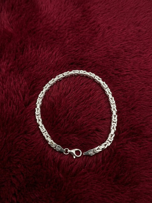 925 Sterling Silver Kings Byzantine Bracelet 4mm width - 8 inch