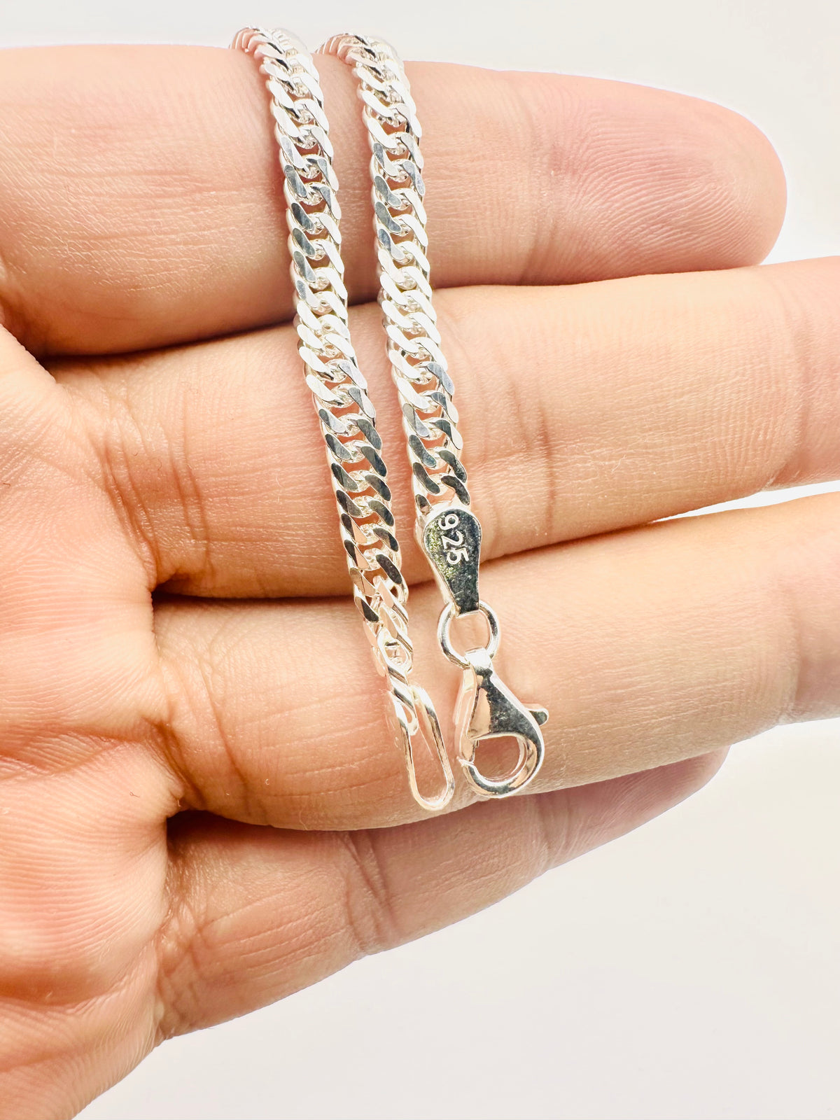 Chain the Men 925 Silver Mens 4mm Double Curb Bracelet 8.5” - Heavy Design