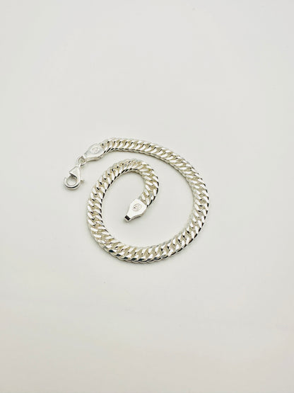 Chain the Men 925 Silver Mens 6mm Double Curb Bracelet 8.5” - Heavy Design