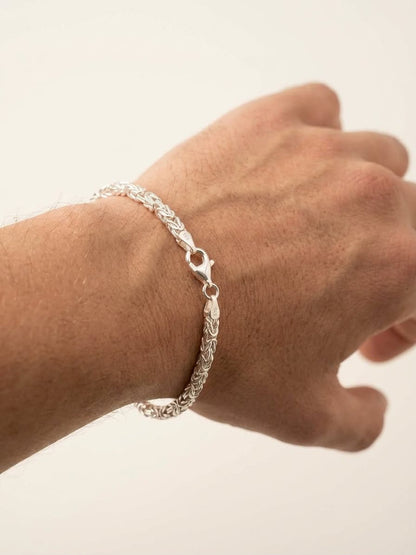 925 Sterling Silver Kings Byzantine Bracelet 3mm Width - 8.5 inch
