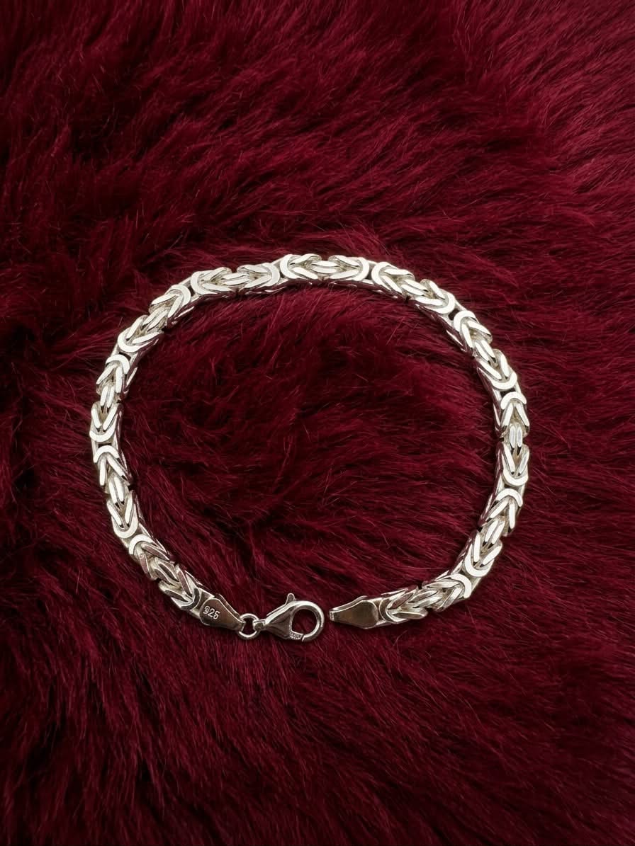 925 Sterling Kings Byzantine Silver Bracelet - 5mm width -8.5 inch