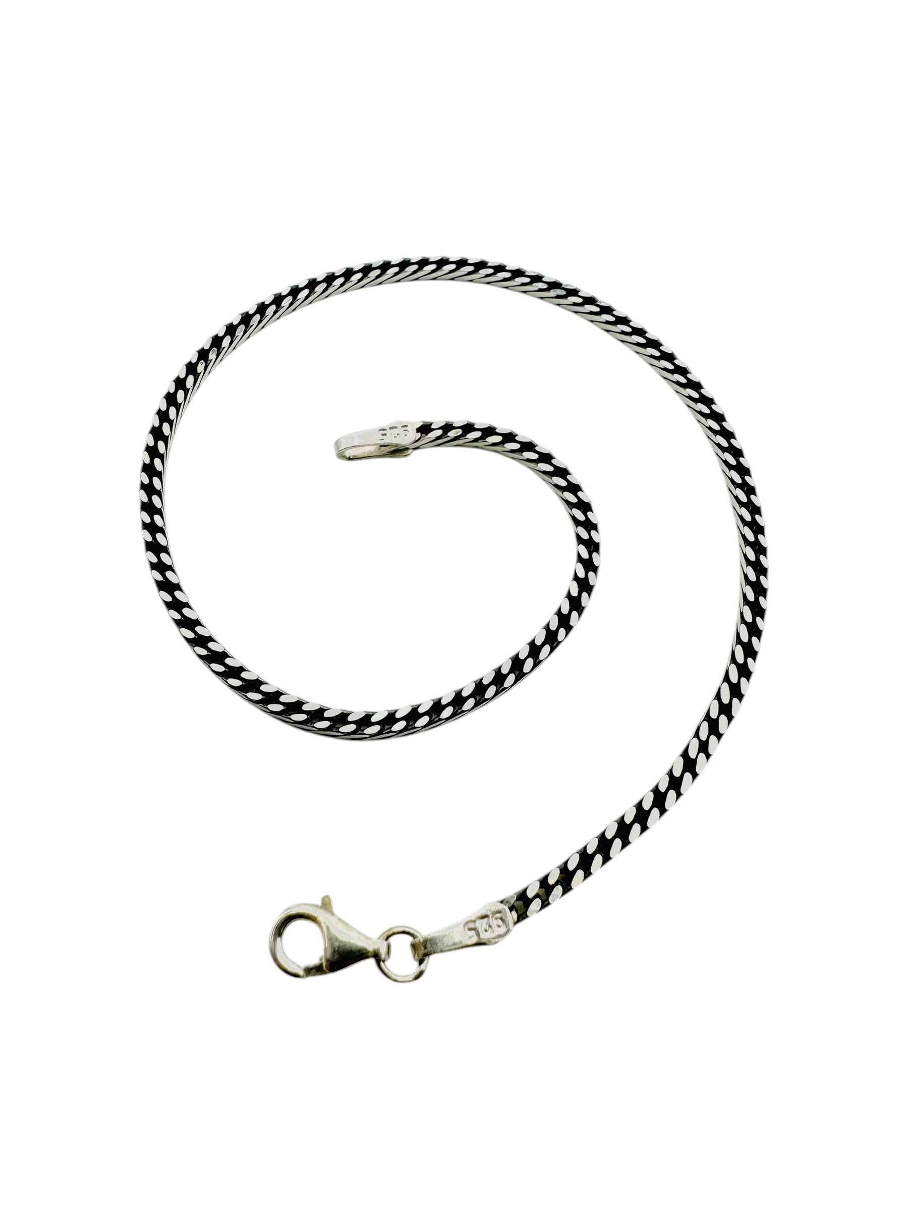 Chain the Men Black Silver Mens 3mm Curb Bracelet - Bat Design