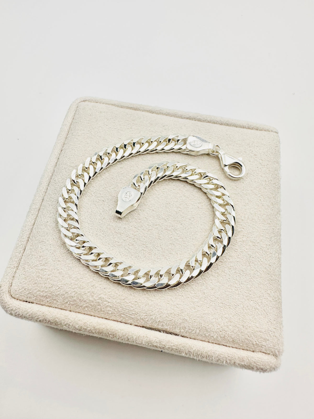 Chain the Men Heavy 925 Silver Mens 8mm Double Curb Bracelet 8.5” - Chunky Design