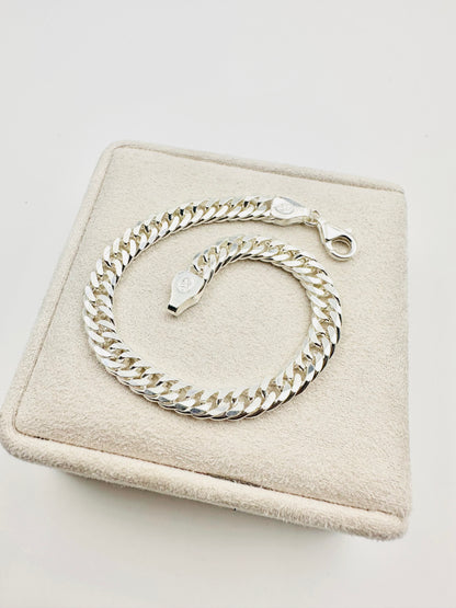 Chain the Men Heavy 925 Silver Mens 8mm Double Curb Bracelet 8.5” - Chunky Design