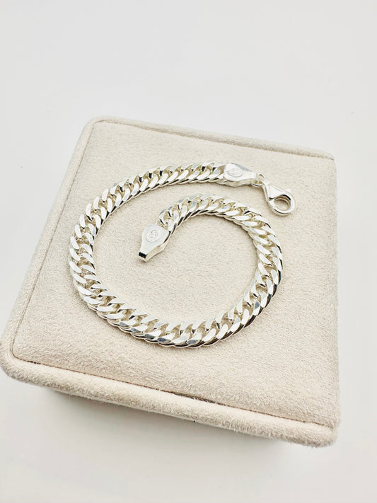 Chain the Men Heavy 925 Silver Mens 8mm Double Curb Bracelet 8.5” - Chunky Design