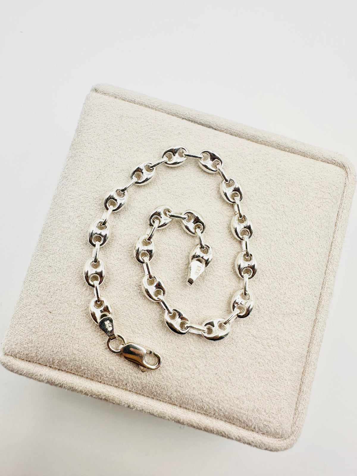 925 Sterling Silver 4mm Width Anchor Mariner Bracelet 8.5 inch