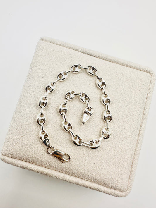 925 Sterling Silver 4mm Width Anchor Mariner Bracelet 8.5 inch
