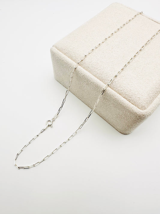 Solid Sterling Silver Oval Link Paper Clip Chain Necklace - 1mm width - 18” 20” 22” 24” Length