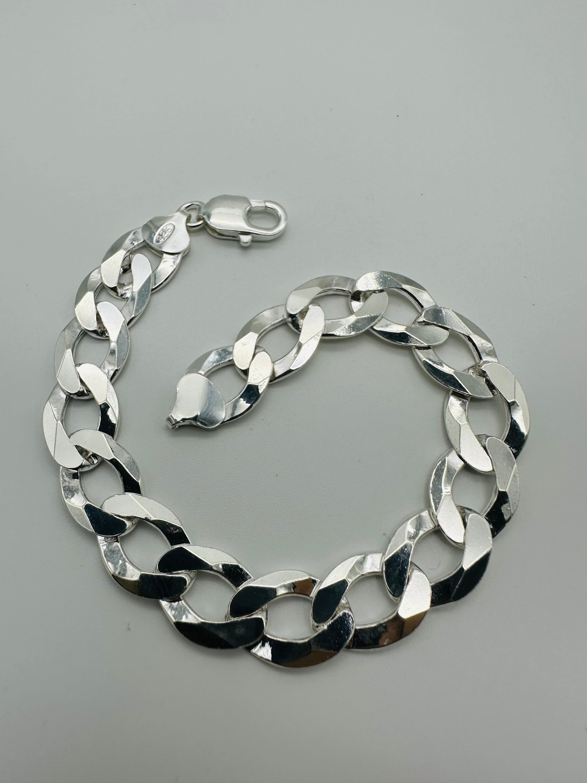 Solid 925 Sterling Silver Heavy Chunky Mens Curb Bracelet 8.5 inch