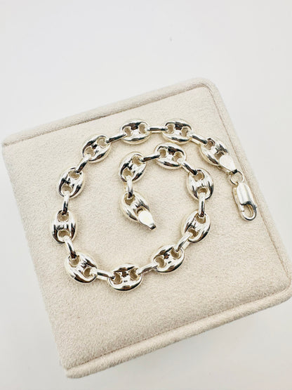 925 Sterling Silver Mens 10mm Width Anchor Mariner Bracelet 8.5 inch