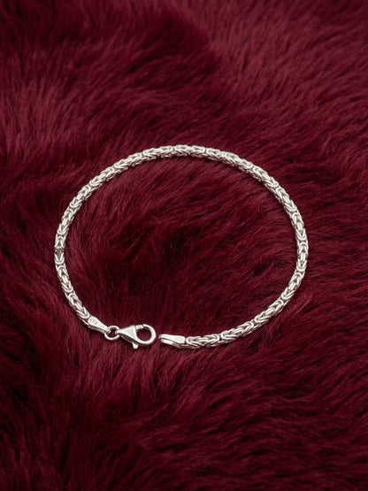 925 Sterling Silver Kings Byzantine Bracelet 2.5mm Width - 8.5 inch