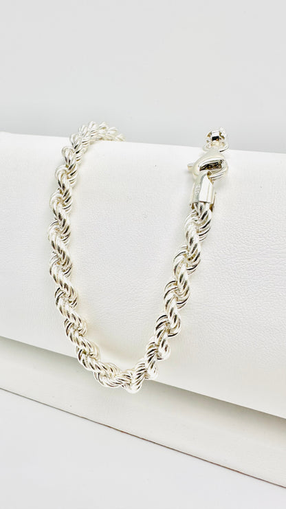 Sterling Silver Solid Twisted Rope Chain Necklace - 8mm width - 18” 20” 22” 24” Length