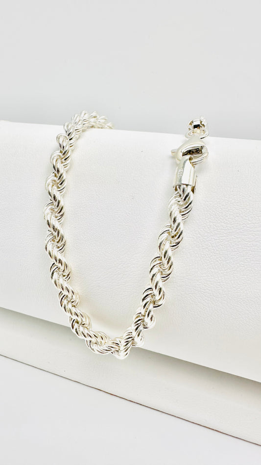 Sterling Silver Solid Twisted Rope Chain Necklace - 8mm width - 18” 20” 22” 24” Length