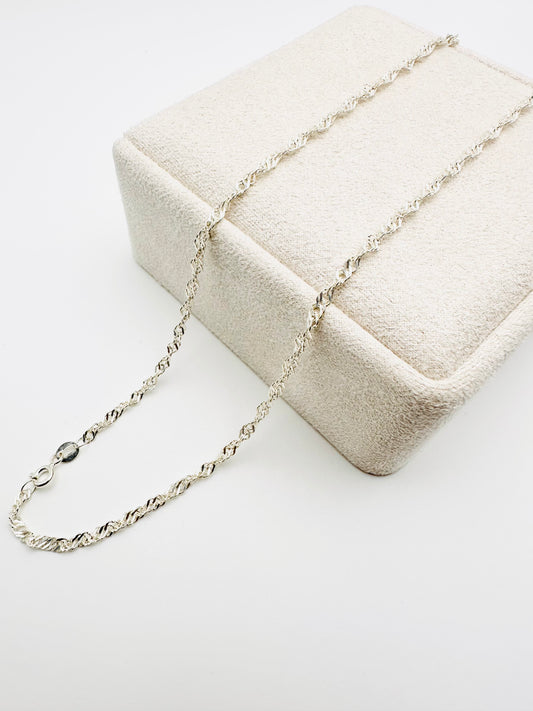 Sterling Silver Singapore Chain Necklace - 2mm width - 18” 20” 22” 24” Length
