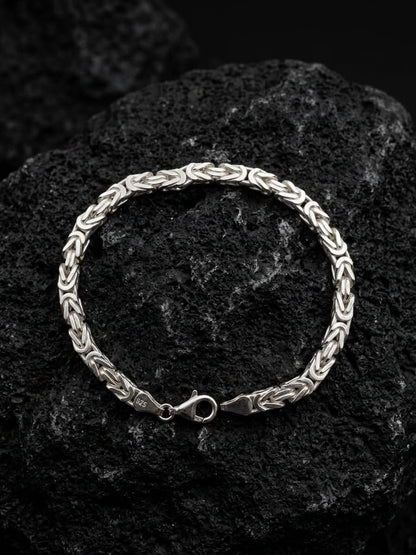 925 Sterling Kings Byzantine Silver Bracelet - 5mm width -8.5 inch