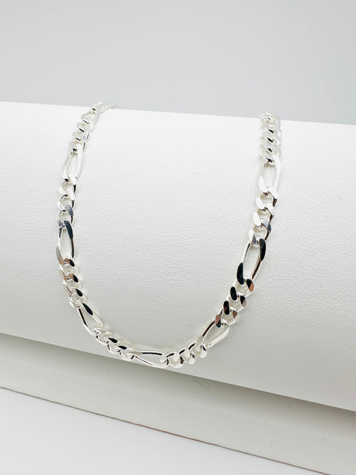 Sterling Silver Solid Figaro Chain Necklace - 6mm width - 18” 20” 22” 24” Length