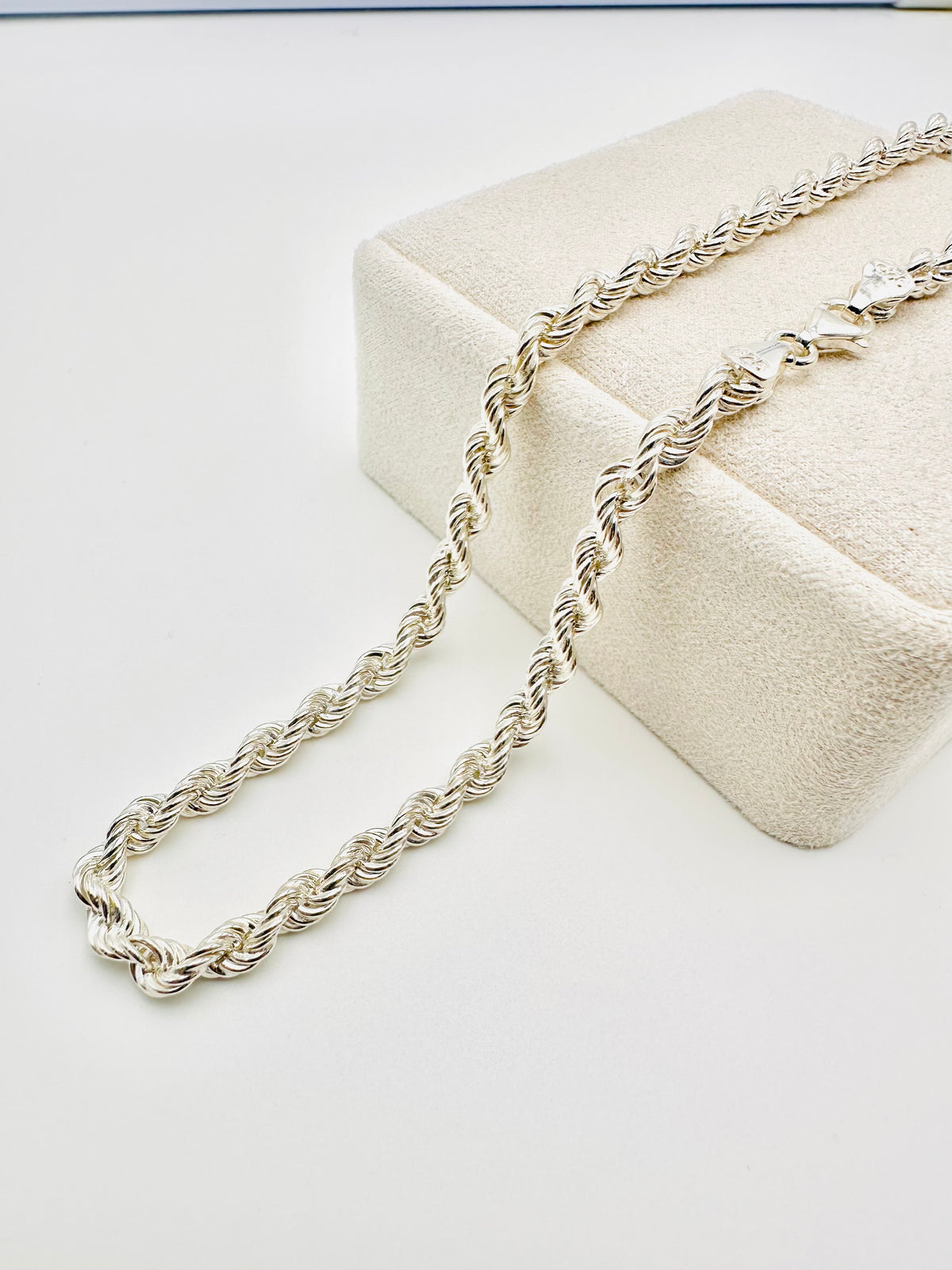 Sterling Silver Solid Twisted Rope Chain Necklace - 5mm width - 18” 20” 22” 24” Length