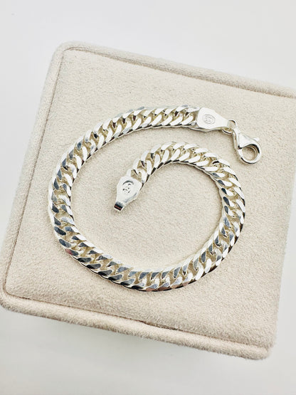 Chain the Men Heavy 925 Silver Mens 8mm Double Curb Bracelet 8.5” - Chunky Design