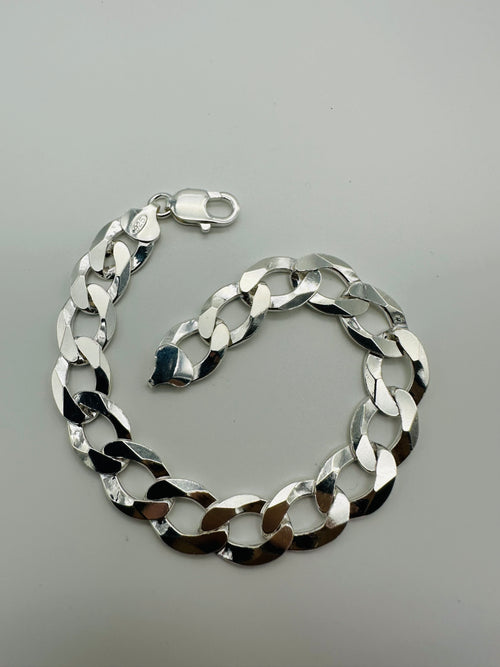 Solid 925 Sterling Silver Heavy Chunky Mens Curb Bracelet 8.5 inch