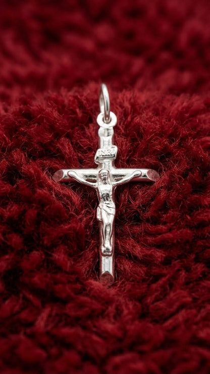 925 Sterling Silver Medium Crucifix Handmade Cross Pendant Gift - Solid