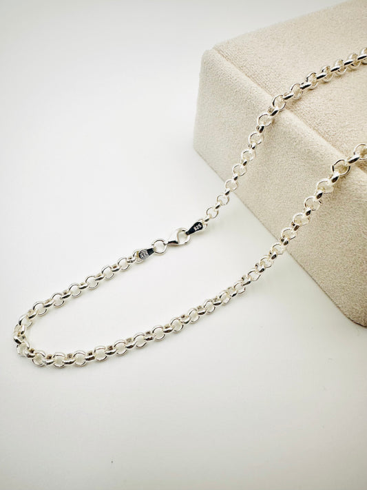 4mm Sterling Silver Round Belcher Chain Necklace - 18” 20” 22” 24” Length - Solid Silver - 925 Stamp - New