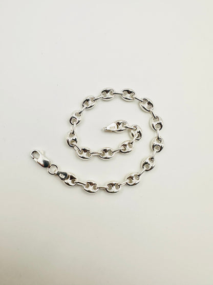 925 Sterling Silver 4mm Width Anchor Mariner Bracelet 8.5 inch