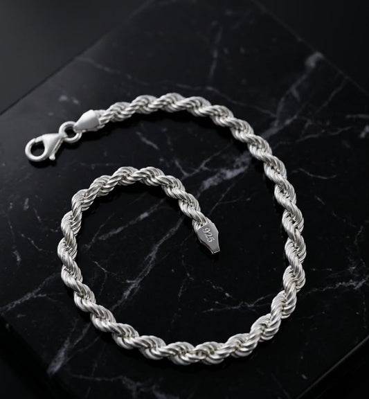 Chain the Men Sterling Silver Minimalist Men's Rope Bracelet 8 inch