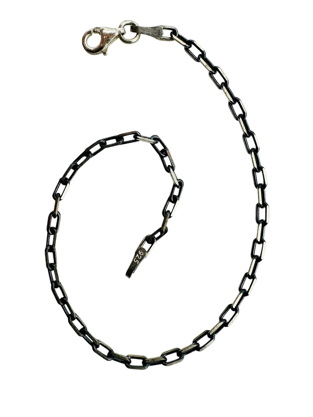 Chain the Men Black Silver Mens 3mm Cable Bracelet - Road Trip Design