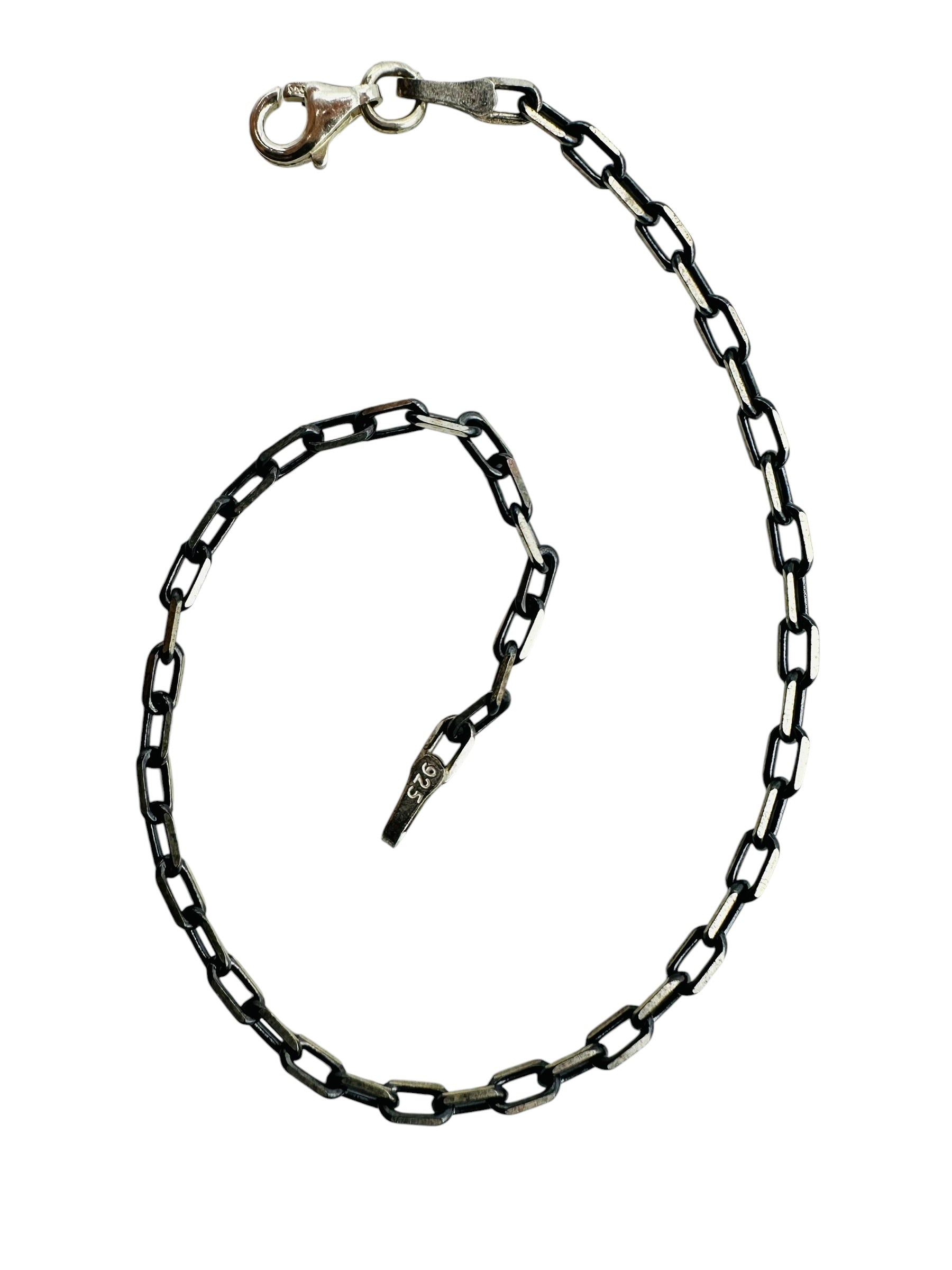 Chain the Men Black Silver Mens 3mm Cable Bracelet - Road Trip Design