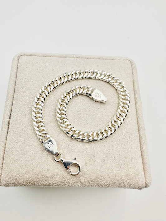 Chain the Men 925 Silver Mens 6mm Double Curb Bracelet 8.5” - Heavy Design
