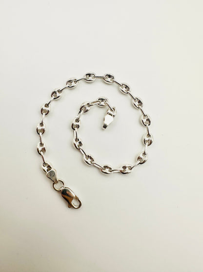 925 Sterling Silver 3mm Width Anchor Mariner Bracelet 8.5 inch
