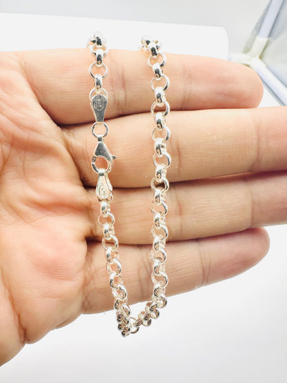 5mm Sterling Silver Round Belcher Chain Necklace - 18” 20” 22” 24” Length - Solid Silver - 925 Stamp - New
