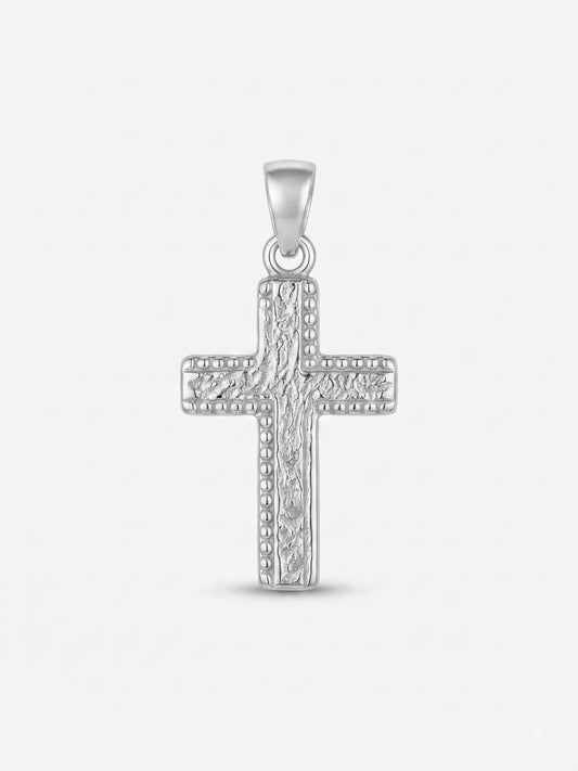 925 Sterling Silver Textured Modern Cross Pendant Gift