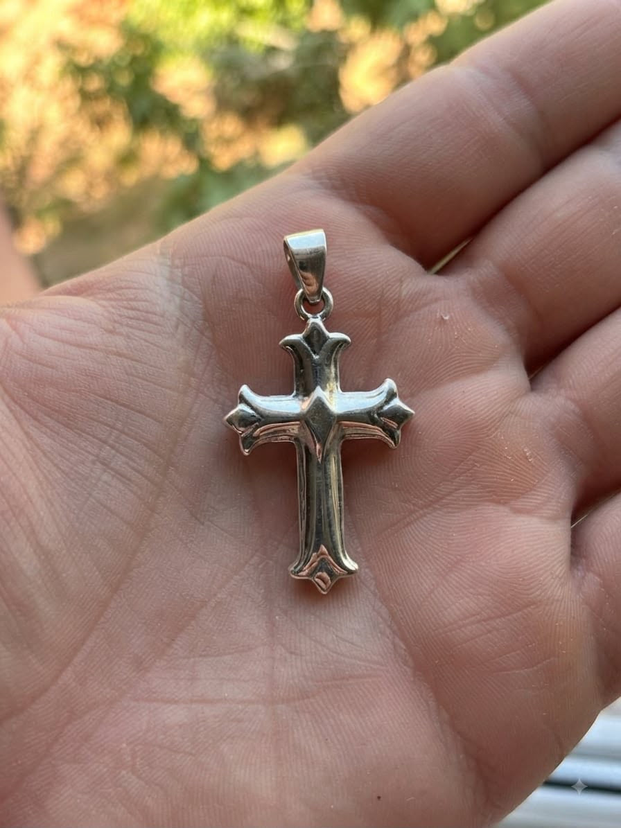 925 Sterling Silver Florance Religion Handmade Cross Pendant Gift
