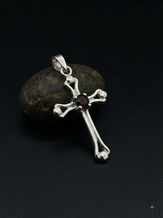 925 Sterling Silver Red Ruby Stone Setted Pendant Gift
