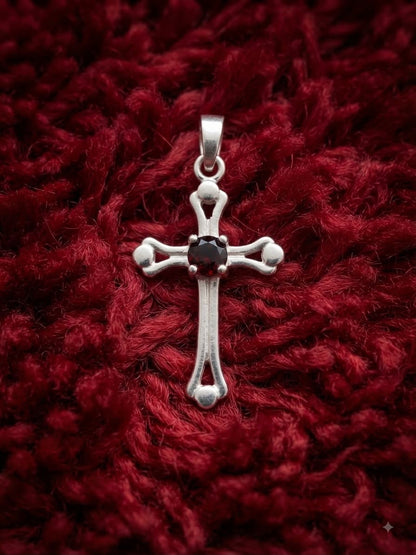 925 Sterling Silver Red Ruby Stone Setted Pendant Gift