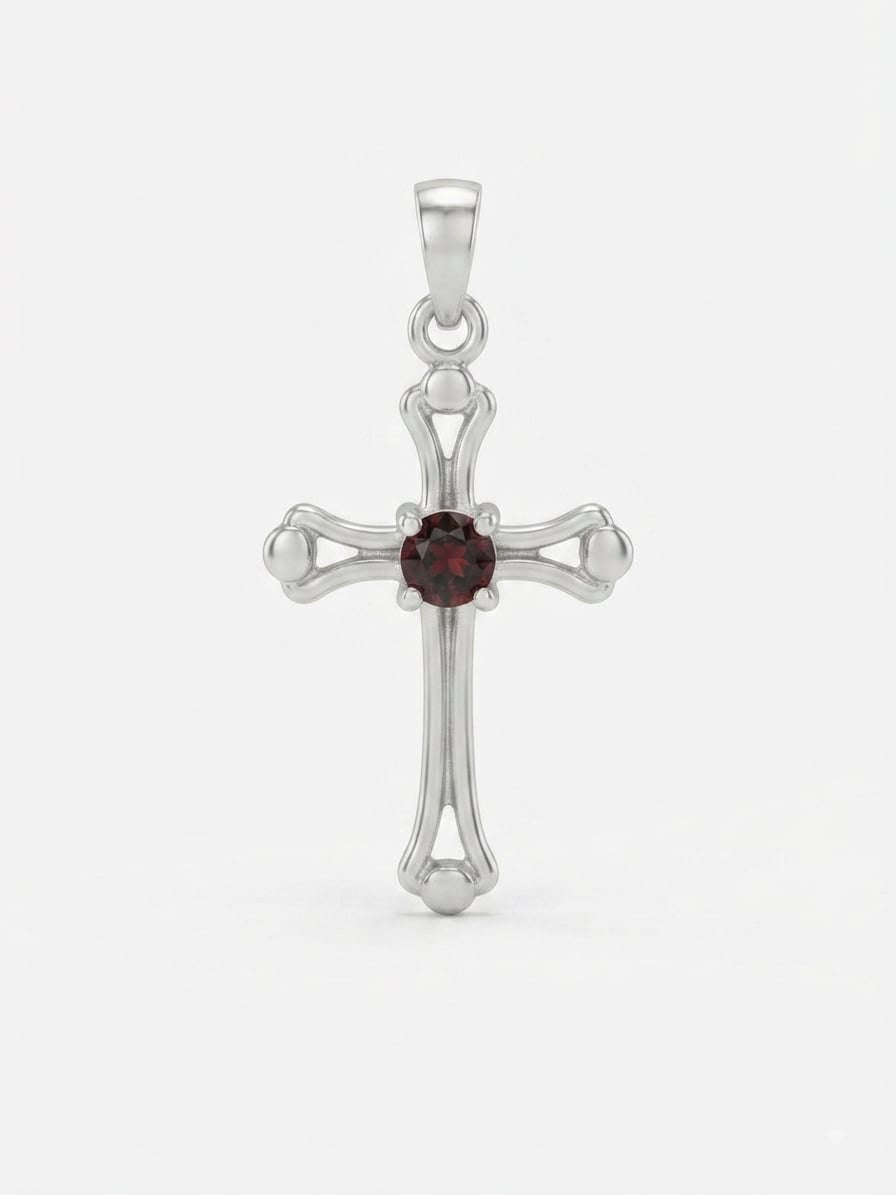 925 Sterling Silver Red Ruby Stone Setted Pendant Gift