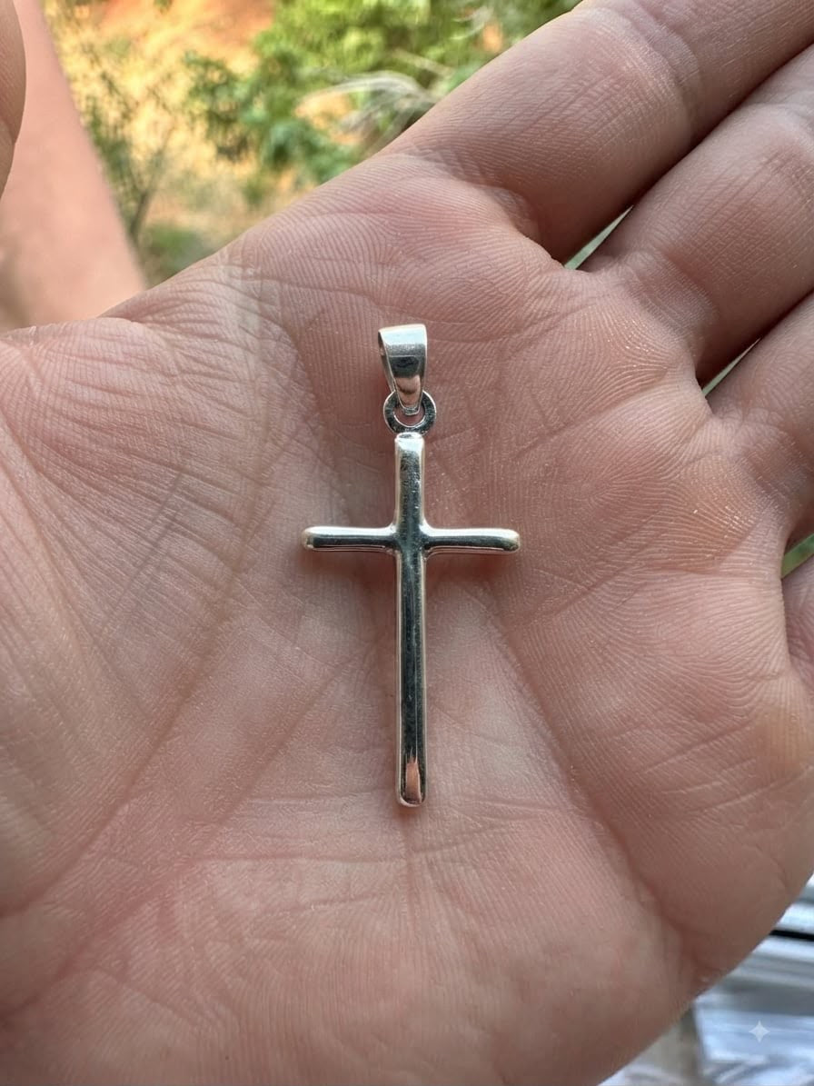 925 Sterling Silver Plain Basic Cross Pendant Gift