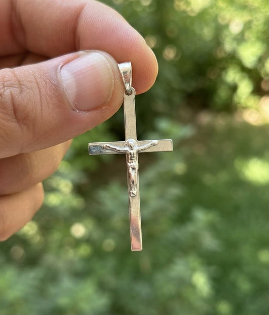 925 Sterling Silver Solid Large Chunky Crucifix Cross Pendant Gift