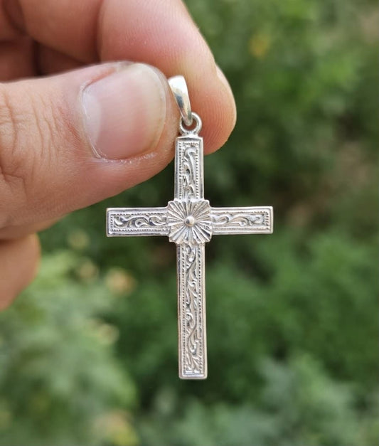 925 Sterling Silver English King Large Cross Pendant Gift