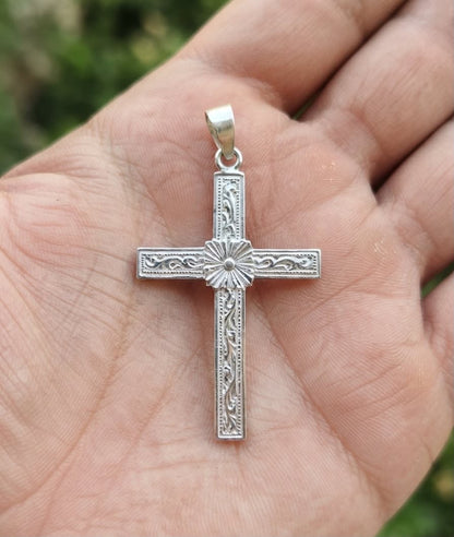 925 Sterling Silver English King Large Cross Pendant Gift