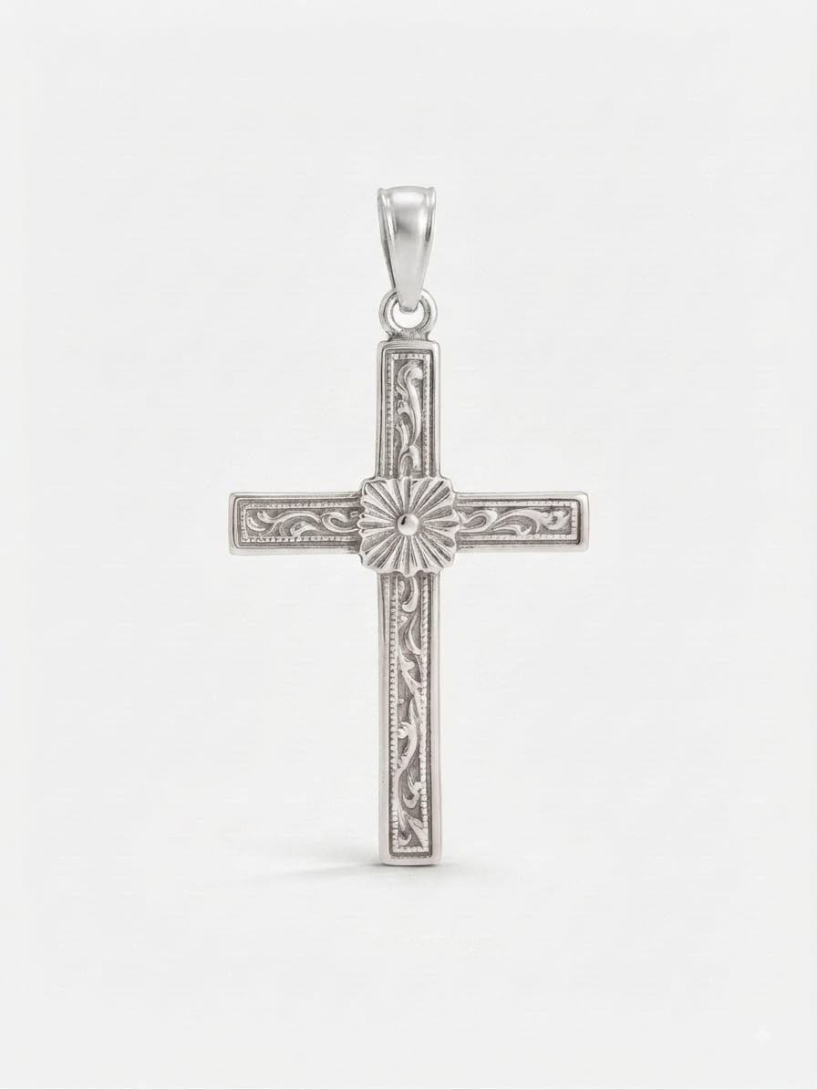 925 Sterling Silver English King Large Cross Pendant Gift