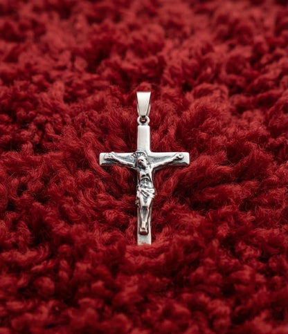 925 Sterling Silver Solid Plain French Crucifix Cross Pendant Gift
