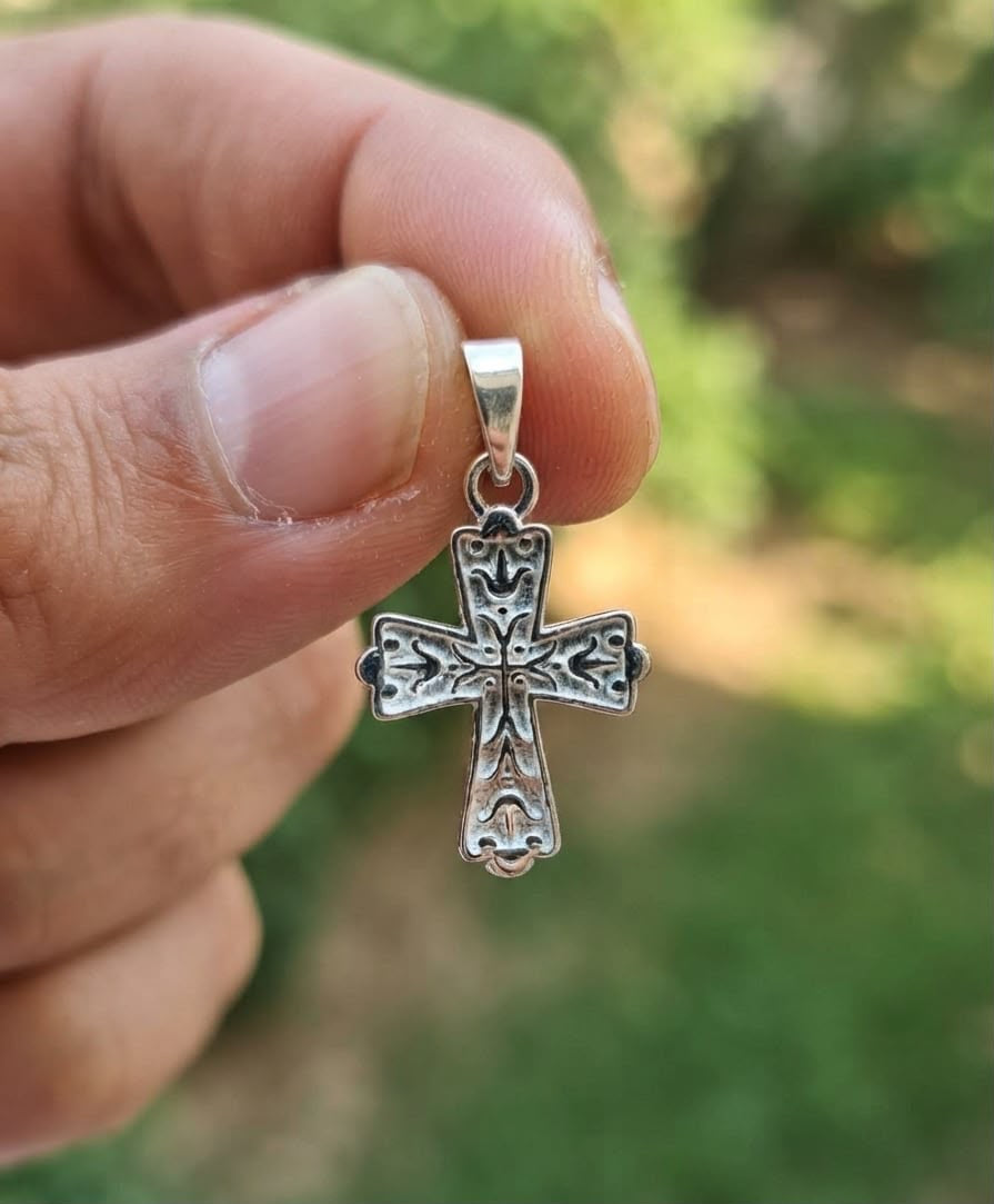925 Sterling Silver Spanish Handmade Cross Pendant Gift