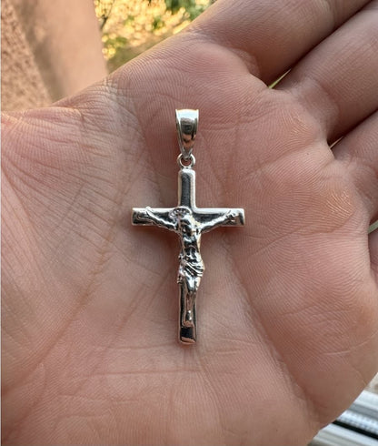 925 Sterling Silver Solid Plain French Crucifix Cross Pendant Gift