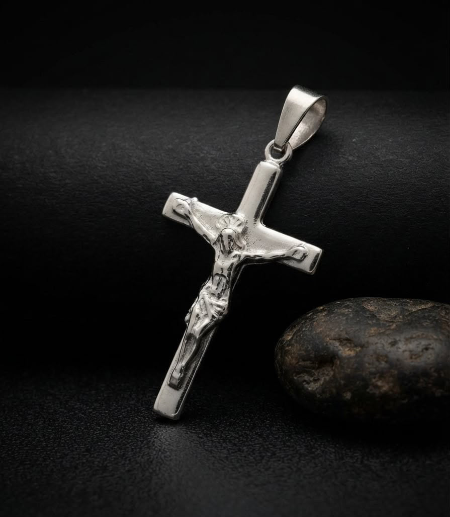 925 Sterling Silver Solid Plain French Crucifix Cross Pendant Gift