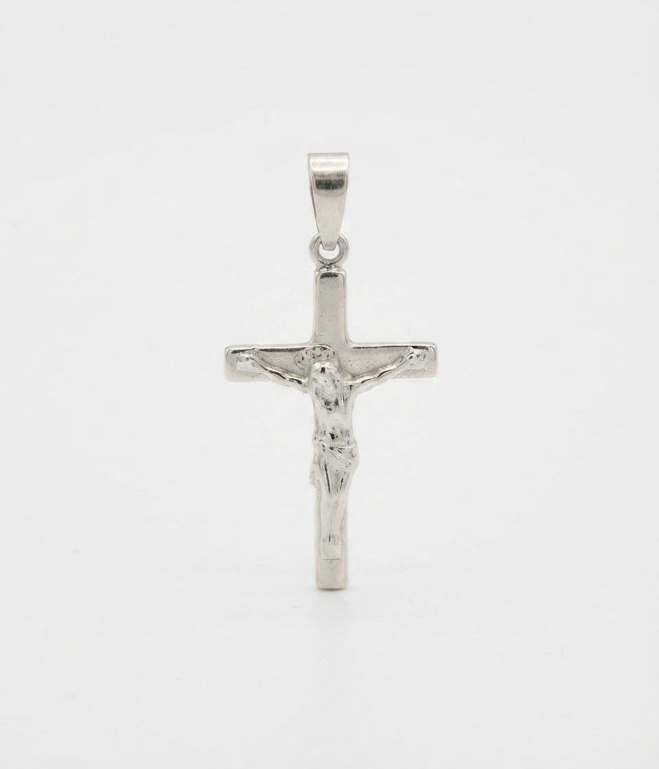 925 Sterling Silver Solid Plain French Crucifix Cross Pendant Gift