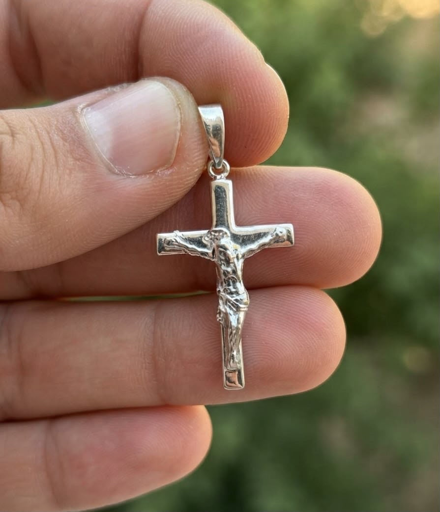 925 Sterling Silver Solid Plain French Crucifix Cross Pendant Gift