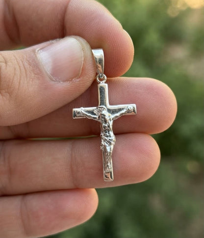 925 Sterling Silver Solid Plain French Crucifix Cross Pendant Gift