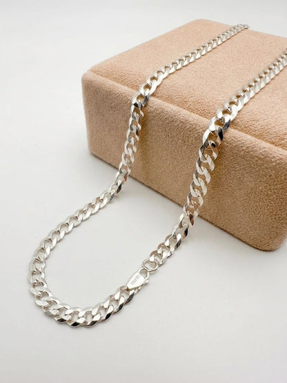 Solid Sterling Silver Curb Chain Necklace - 4mm width - 18” 20” 22” 24” Length